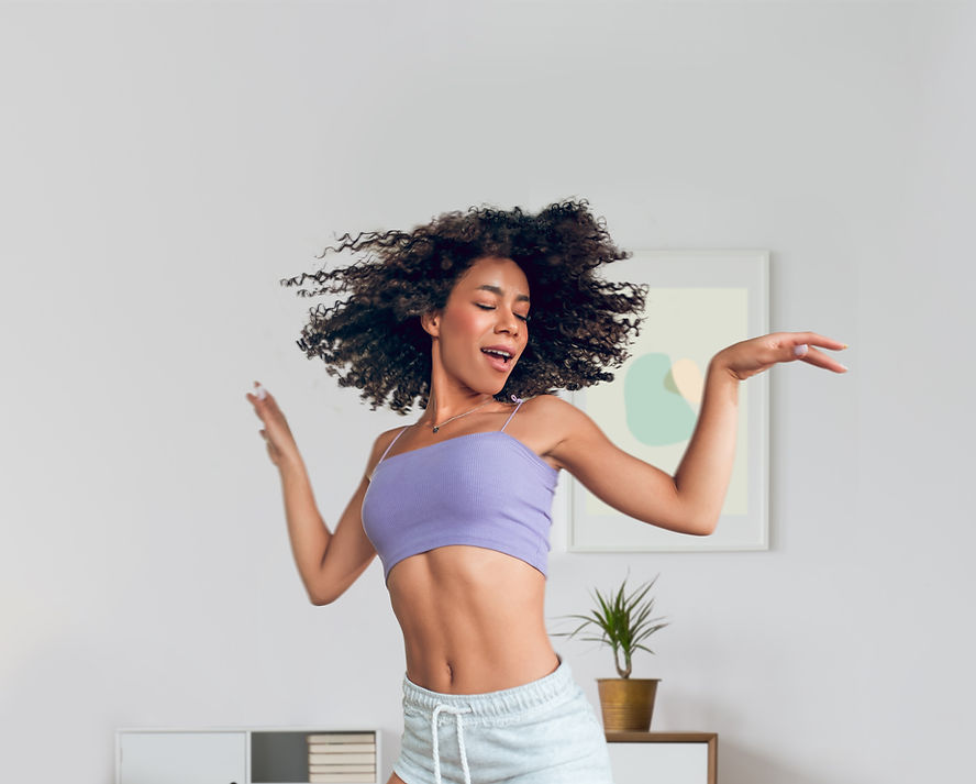 lady dancing to boost mood and improve mental health.