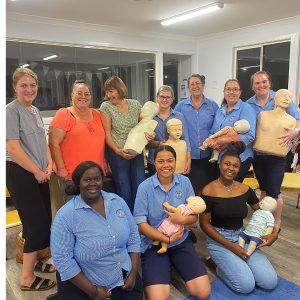 Group of Childcare Educators having fun after class having completed HLTAID012 PRovide First Aid in an Education and Care Setting at their Workplace in Ipswich