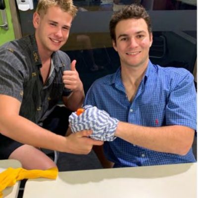 2 teenagers managing a bleed with a sock youth safety and mental health awareness