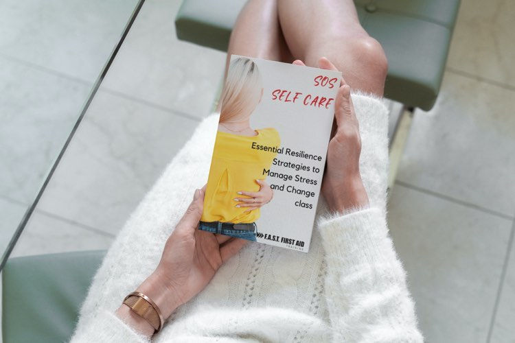 SOS Self Care Strategy book, a program offered by FAST Training Australia to support workplace mental health and mental health first aid. 