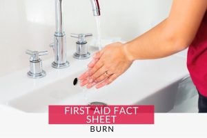 Person running hands underwater to help soothe a burn. learn burn first aid