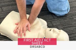 Person performing CPR on a mannequin, following the DRSABC Action Plan