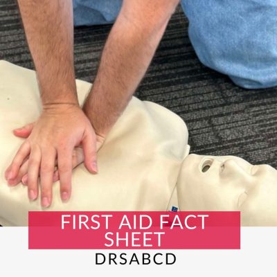 Person performing CPR on a mannequin, following the DRSABC Action Plan