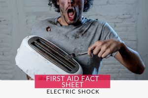 Man sticking a fork in a toaster causing an electric shock first aid emergency