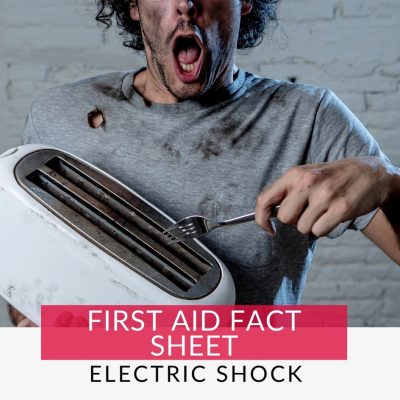 Electric Shock First Aid Management Man sticking a fork in a toaster causing an electric shock first aid emergency