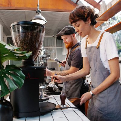 staff serving coffee after a food safety course