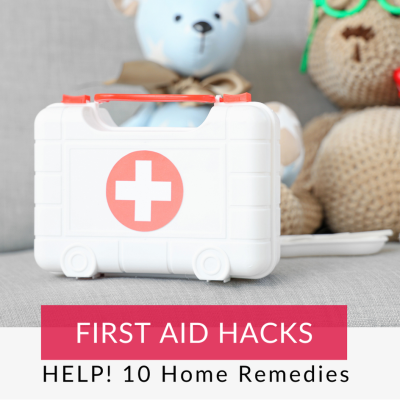 first aid kit and teddy bears. home first aid remedies