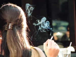 Woman smoking a cigarette