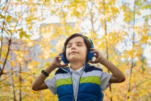 boy with headphones on