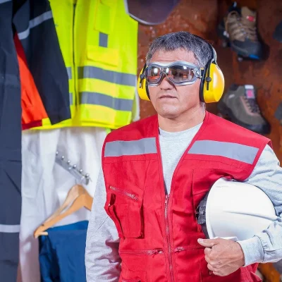 man-with-earmuffs. Ongoing learning keeps workers updated on standards, creating safer and more efficient worksites.