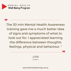 testimonial about our mental health awareness course and how important it is to do workplace mental health training.