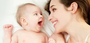 mother and baby. Parents learning CPR is important for child safety. baby cpr