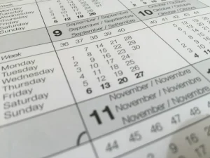 Dates on a calendarworkplace first aid training